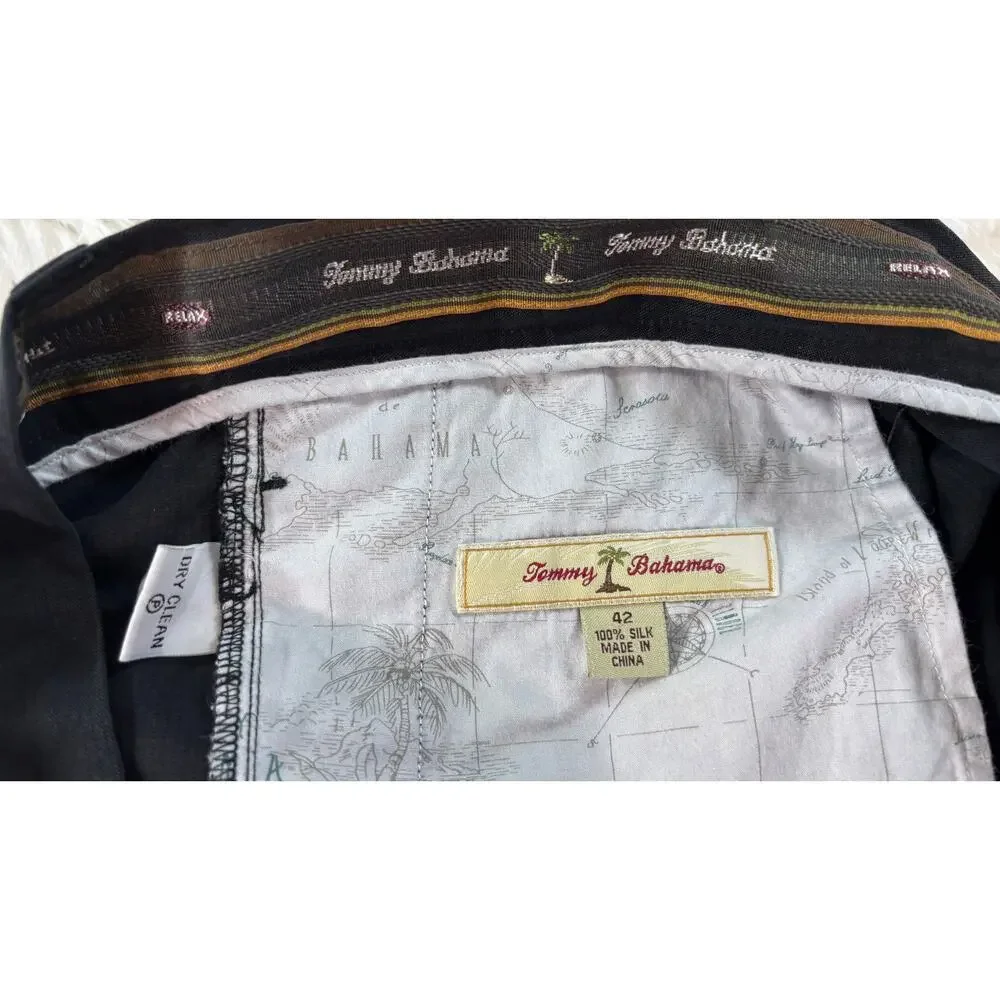 Tommy Bahama Silk Shorts Mens 42 Black‎ Flat Front Casual Dress 8.5 Inseam